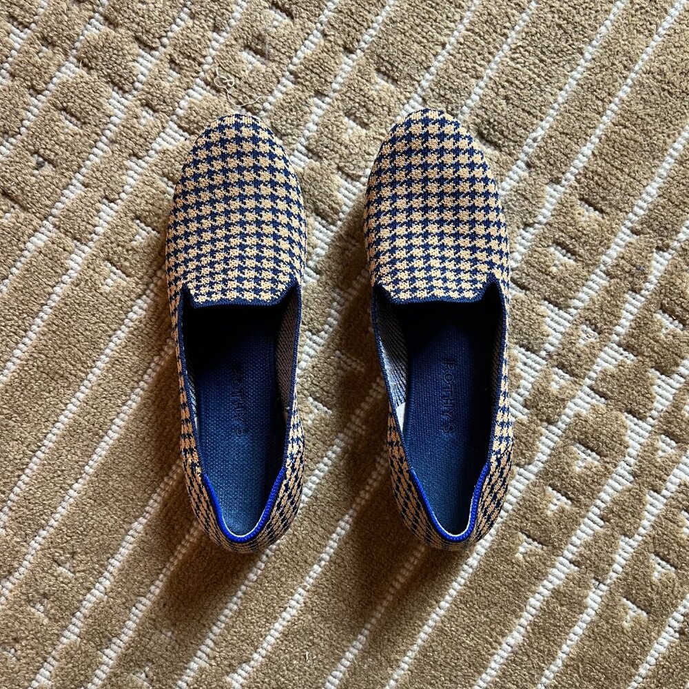 Rothy's The Loafer: Sapphire & Camel Houndstooth - Size 11 (Discontinued)
